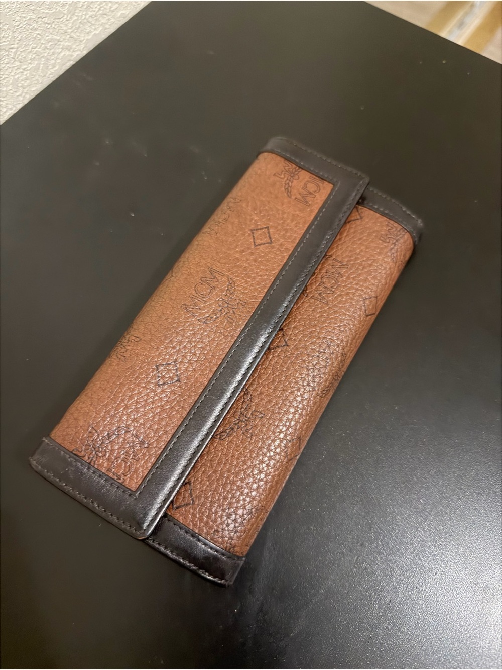 MCM Brown & Black Leather Continental Wallet
